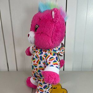 Build A Bear Pink Cheer Bear Care Bear 16" w/ NEW Pajamas Sleeper 💜 Mohawk